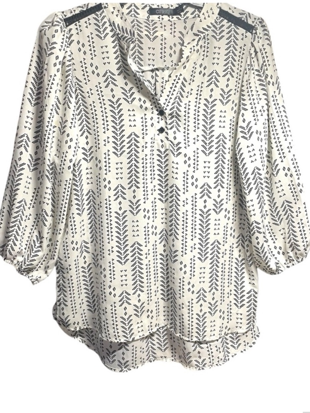 Cure 3/4 Sleeve Semi-Sheer Blouse